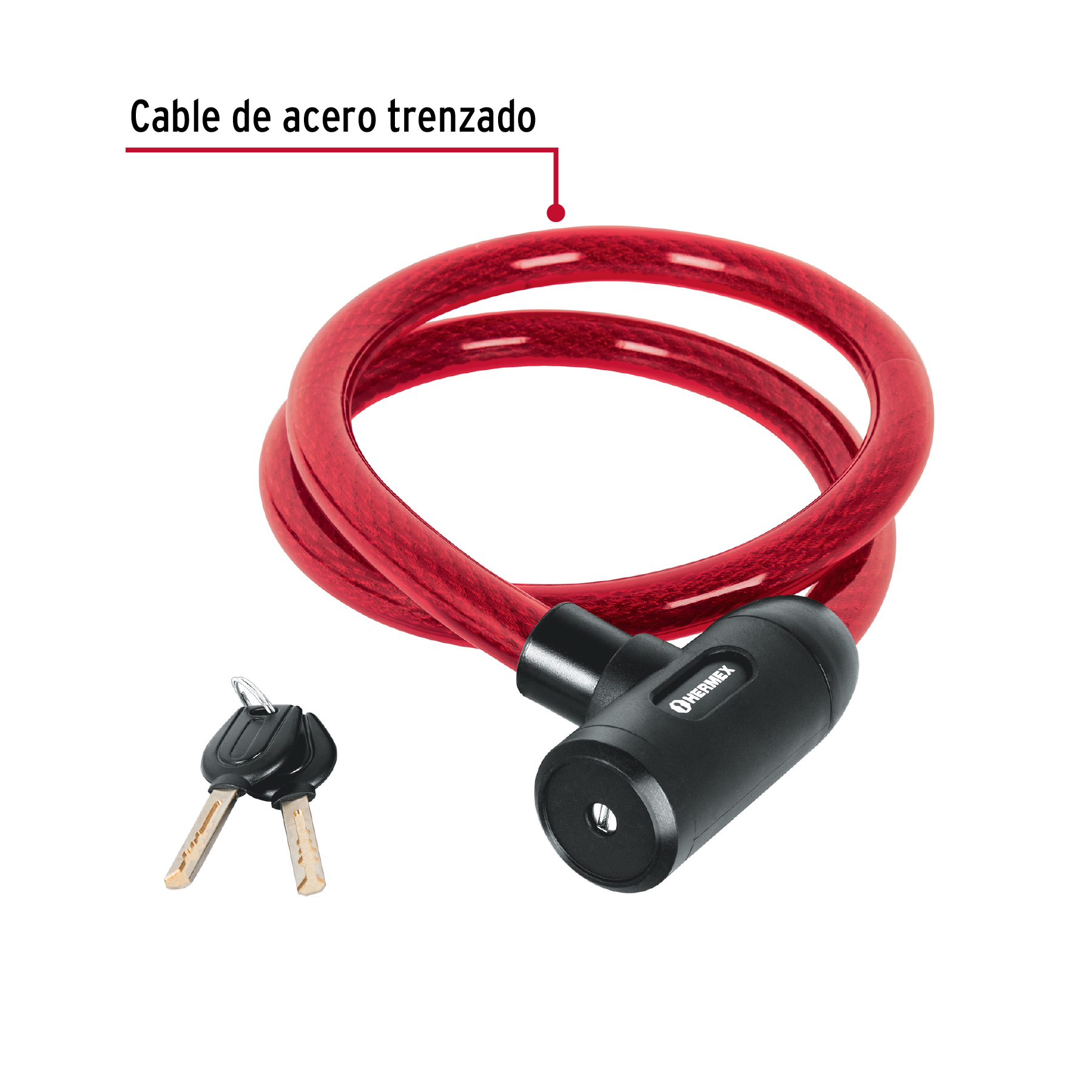 Candado de cable con llave, 20 mm X 1.20 m - CB-20 / 43921
