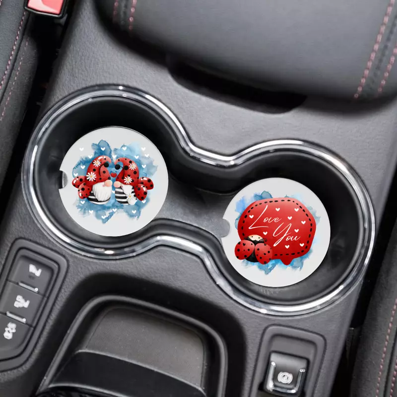 Valentine's Day Car Coasters, Set of 2