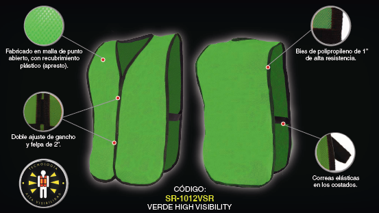 CHALECO DE MALLA VERDE SIN REFLEJANTES JYRSA