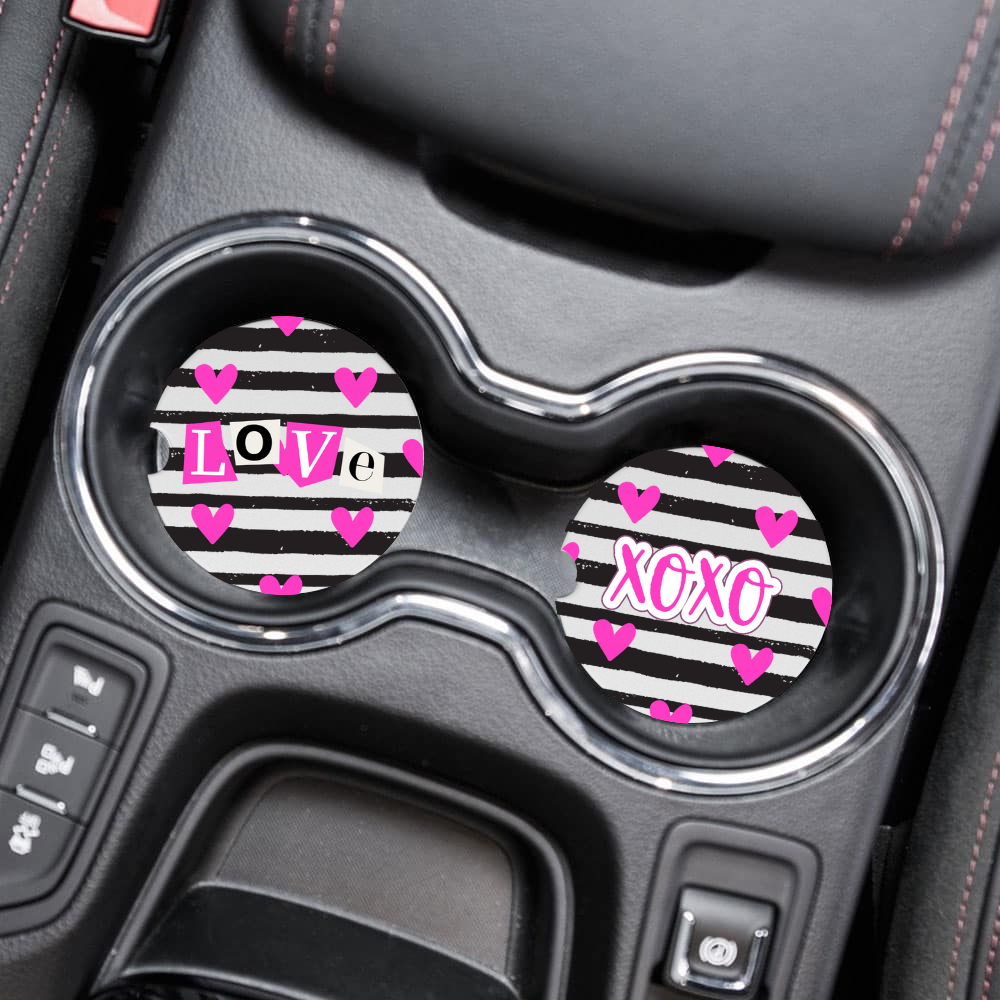 Valentine's Day Car Coasters, Set of 2