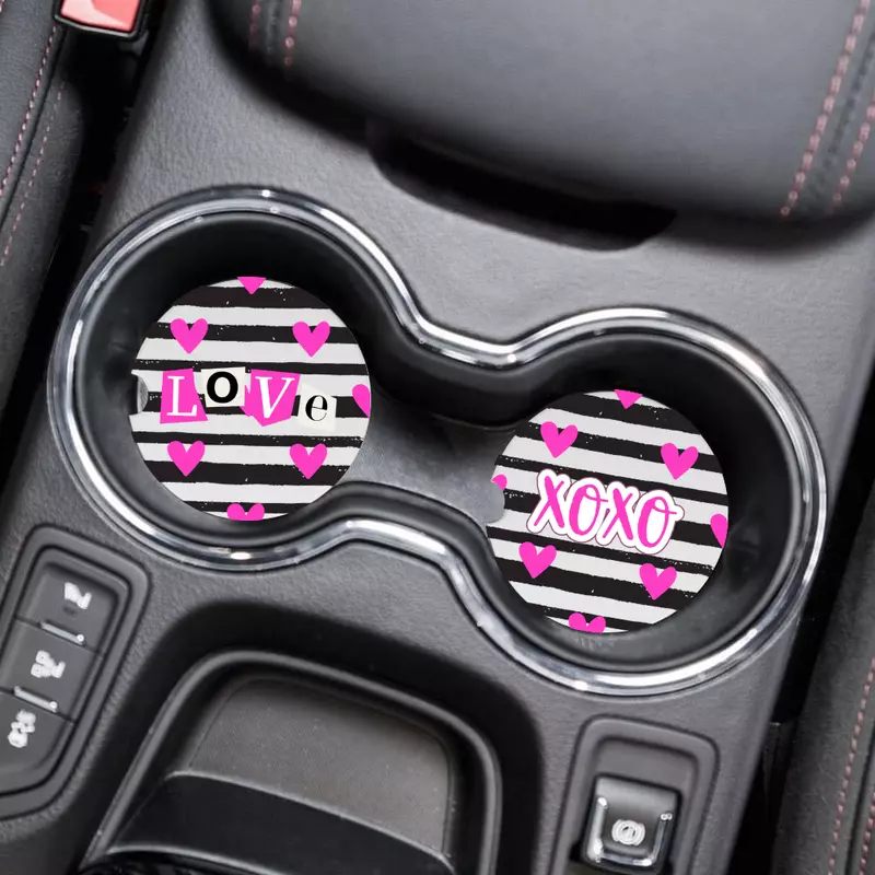 Valentine's Day Car Coasters, Set of 2