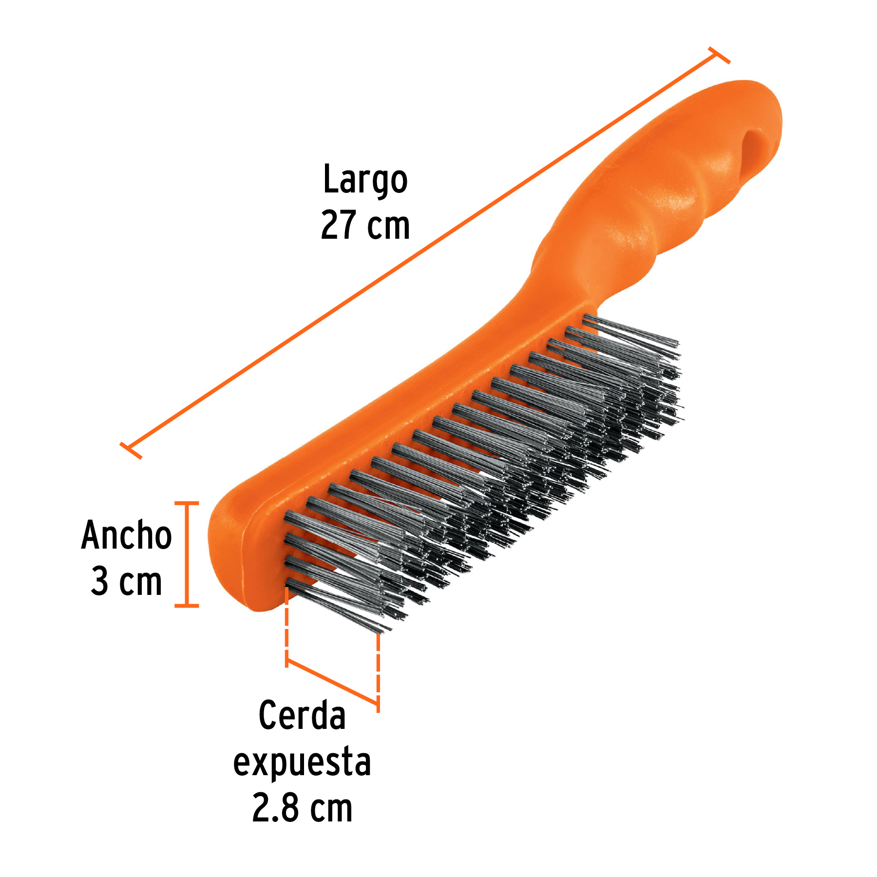 Cepillo de alambre, cerdas acero inoxidable, 64 pinceles - CEA-54I / 10656