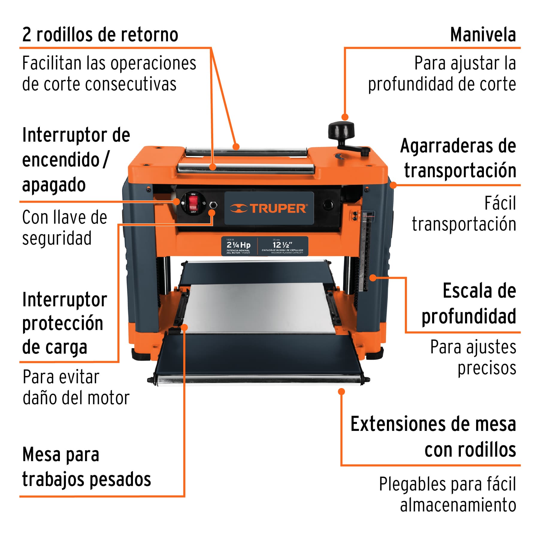 Cepillo portátil 12 1/2', 2 1/4 HP - CEP-12 / 16240
