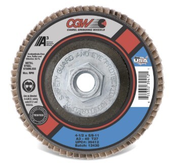 CGW Flap Disc: 4-1/2" Aluminum Oxide, Type 27