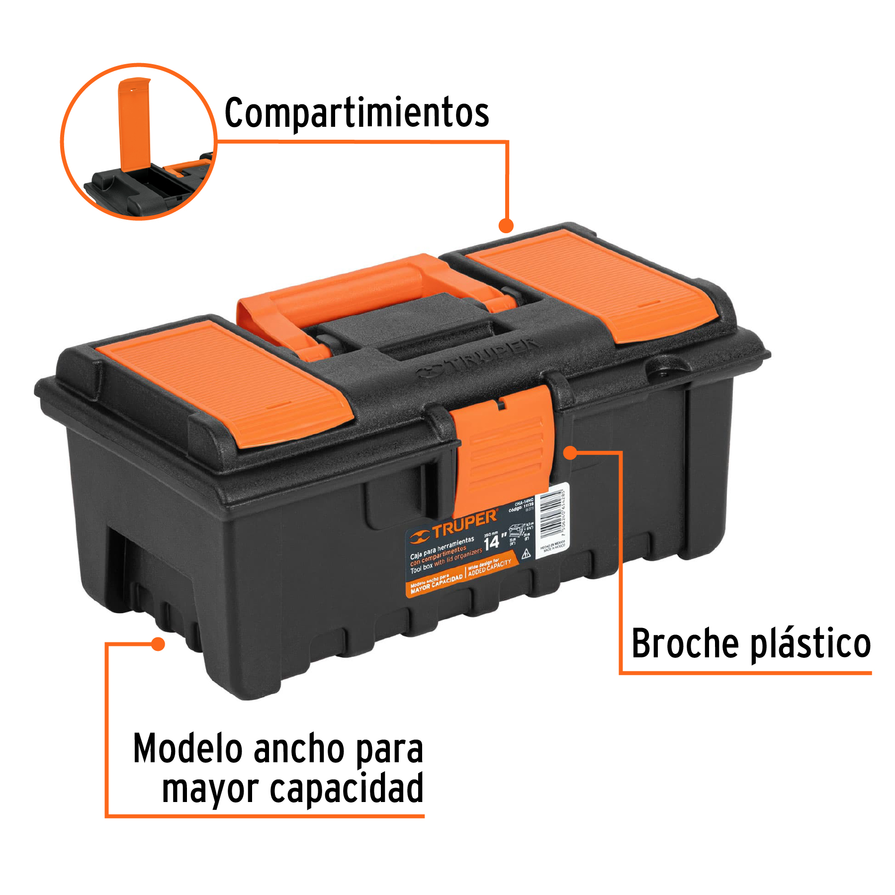 Caja para herramienta de 14' con compartimentos - CHA-14NC / 11139