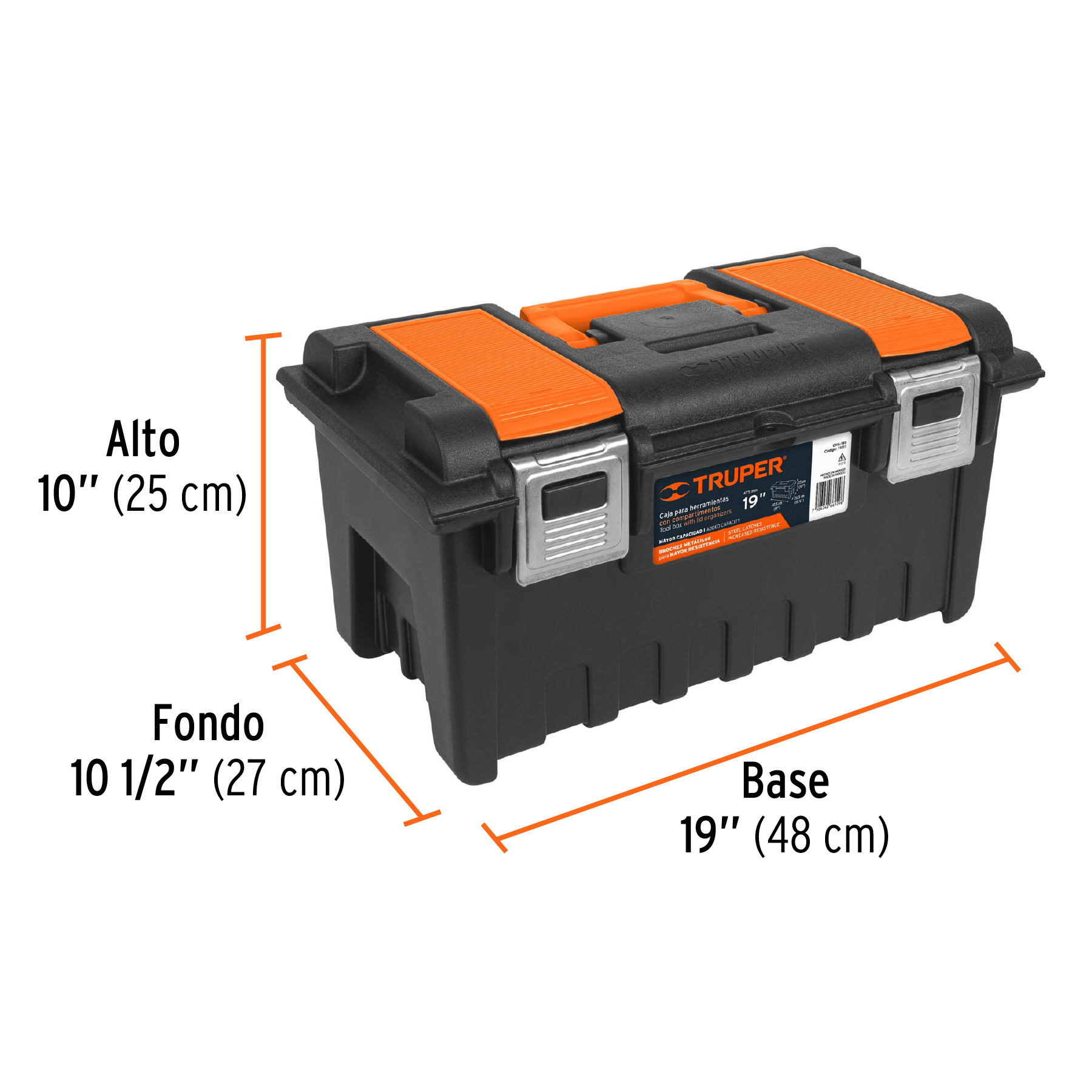 Caja p/herramienta 19' c/compartimentos y broches metálicos - CHA-19S / 11811