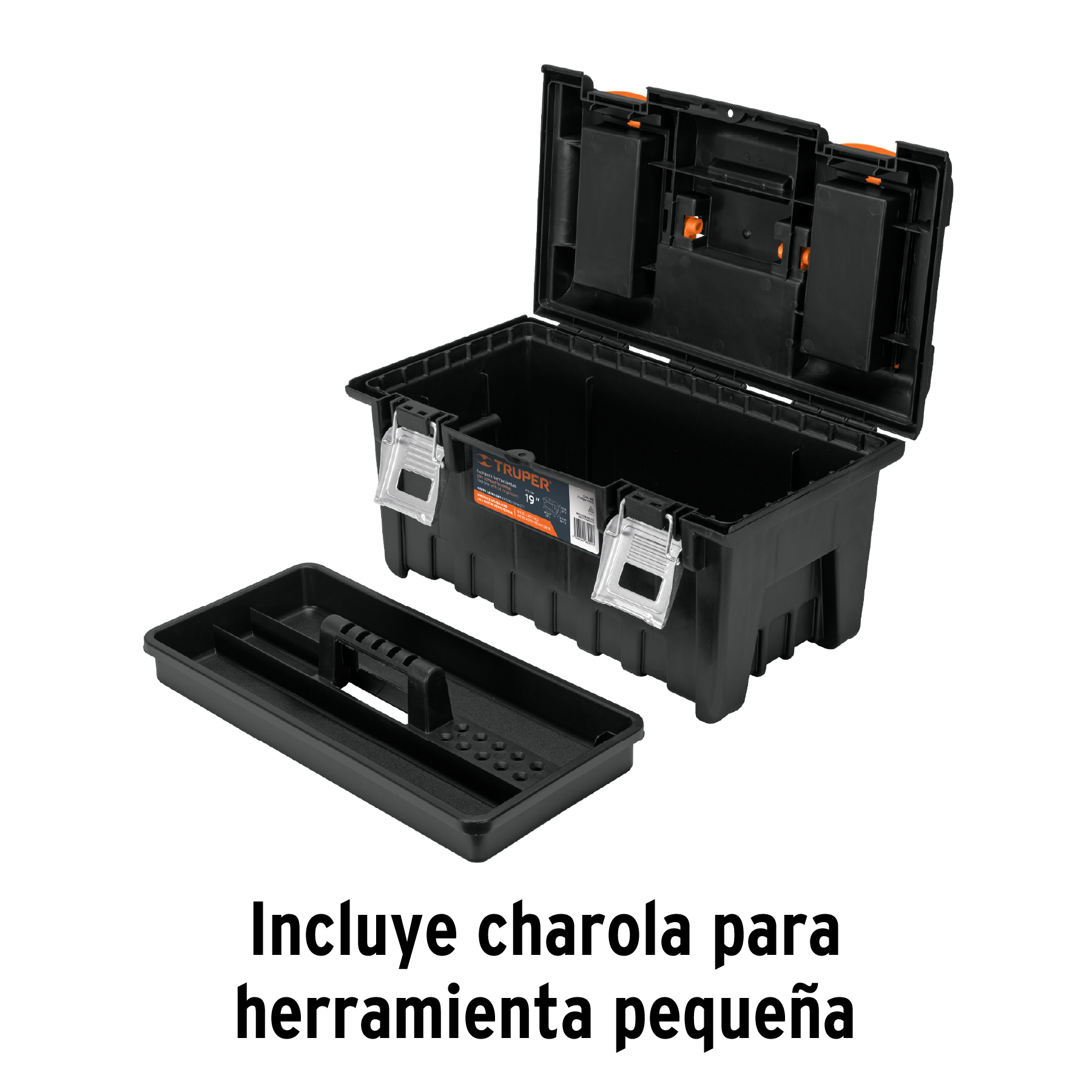 Caja p/herramienta 19' c/compartimentos y broches metálicos - CHA-19S / 11811