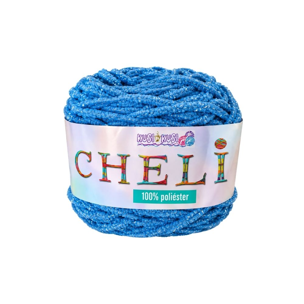 Lana Chelín T72 Azul Claro con Lurex Paquete X 4 ovillos X 160 gramos