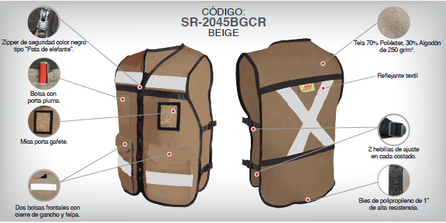 CHALECO RESCATISTA BEIGE JYRSA T/CHICA