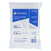 Bolsa con 1000 cinchos plásticos 18lb, 100x2.5 mm, naturales - CIN-1810-M / 47457