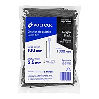 Bolsa con 1000 cinchos plásticos 18 lb, 100x2.5 mm, negros - CIN-1810N-M / 47465