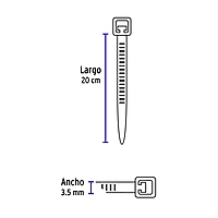 Bolsa con 50 cinchos plásticos 40 lb, 200x3.5 mm, negros - CIN-4020N / 44324