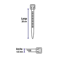 Bolsa con 1000 cinchos plásticos 50 lb, 300x4.5 mm, negros - CIN-5030N-M / 47472