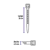 Bolsa con 25 cinchos plásticos 50 lb, 350x4.5, naturales - CIN-5035 / 44309
