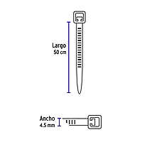 Bolsa con 25 cinchos plásticos 50 lb, 500x4.5 mm, naturales - CIN-5050N / 44331