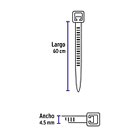 Bolsa con 25 cinchos plásticos 50 lb, 600x4.5 mm, negros - CIN-5060N / 48989