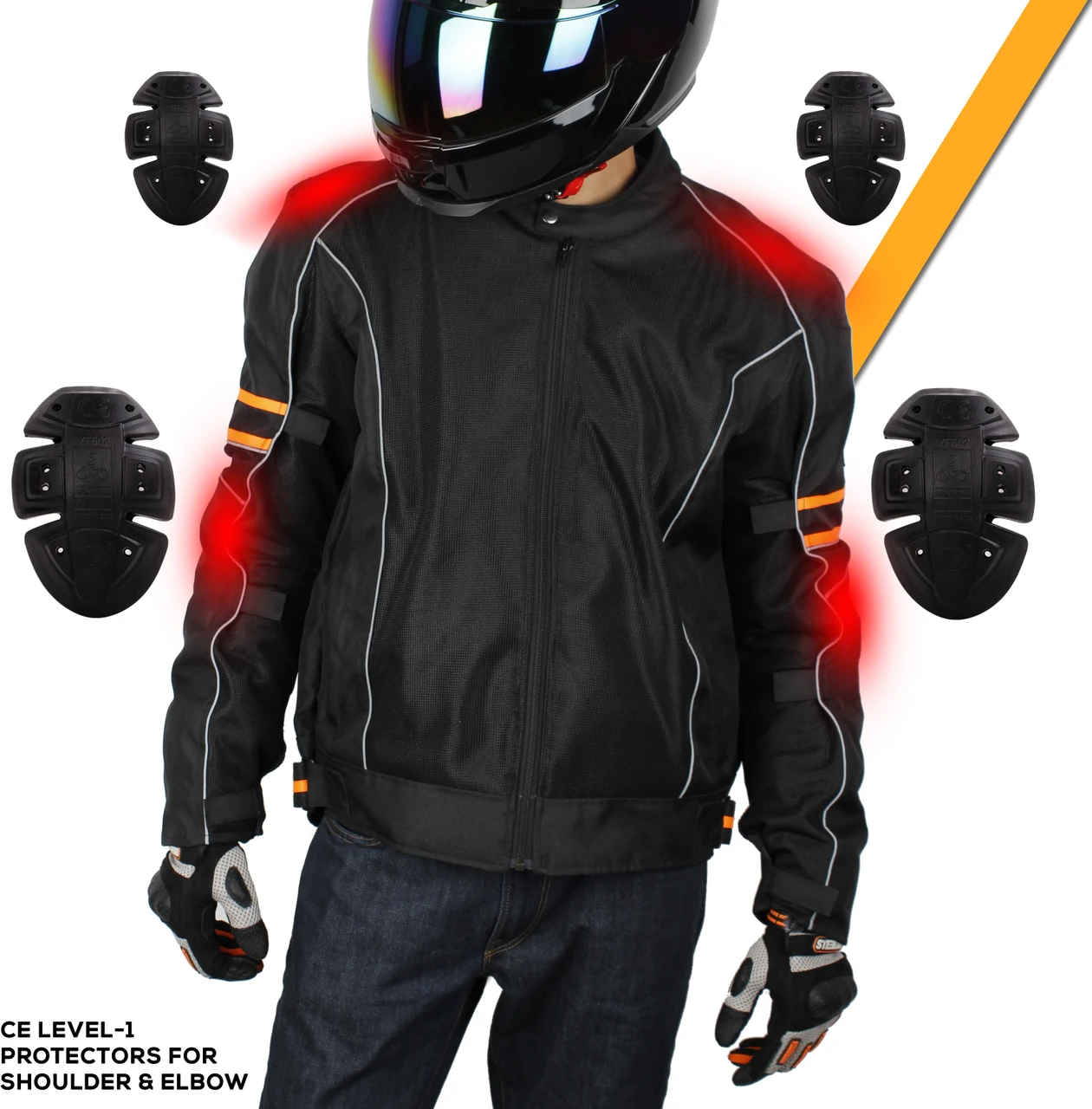 STEELBIRD CITY COMMUTER BIKERS JACKET BLACK/ORNG (L) STEELBIRD CITY COMMUTER BIKERS JACKET BLACK/ORNG (L)