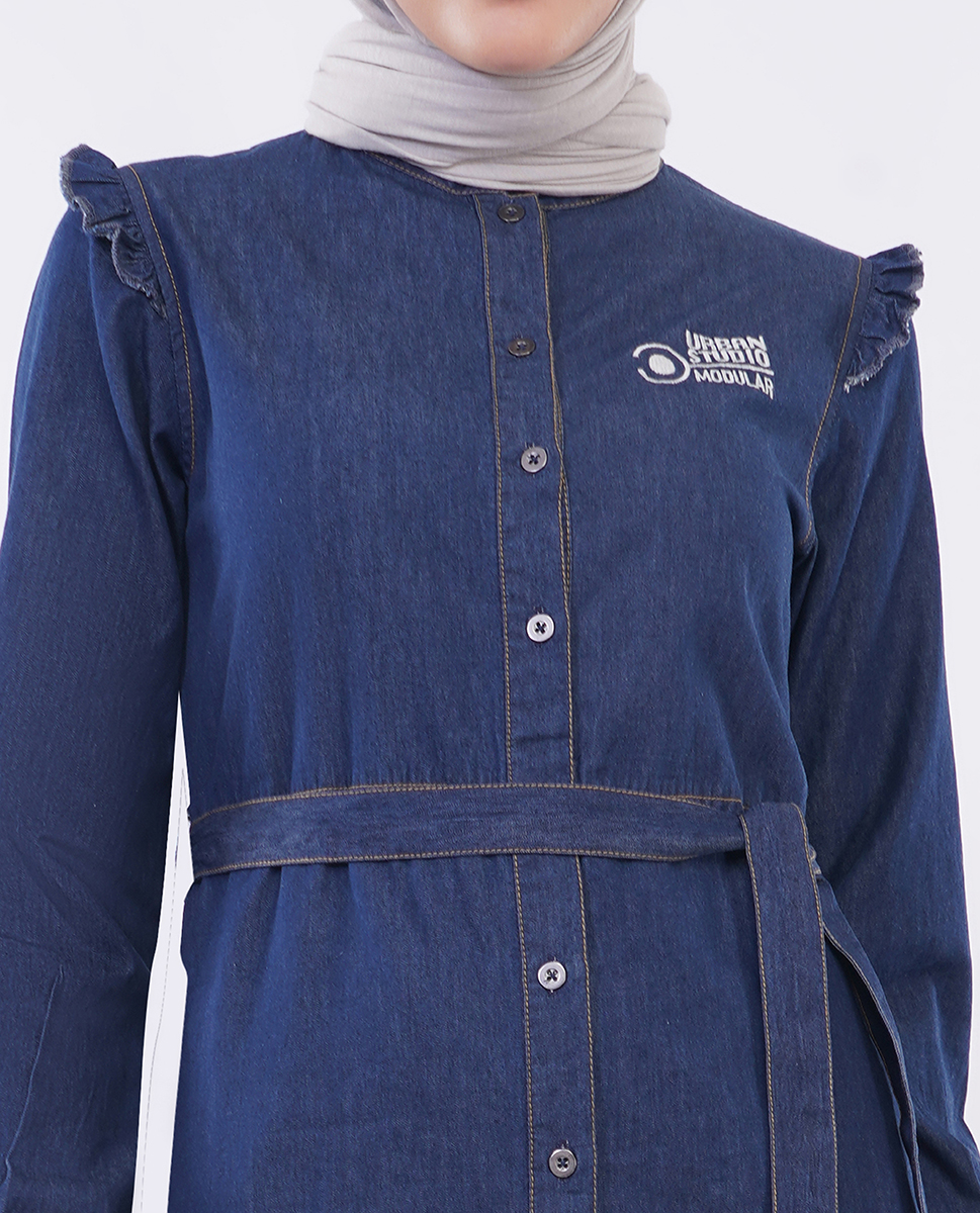 ICE BLUE RUFFLE DENIM