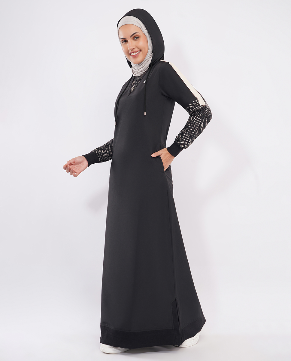 MIDNIGHT BLACK DETACHABLE HOOD JILBAB