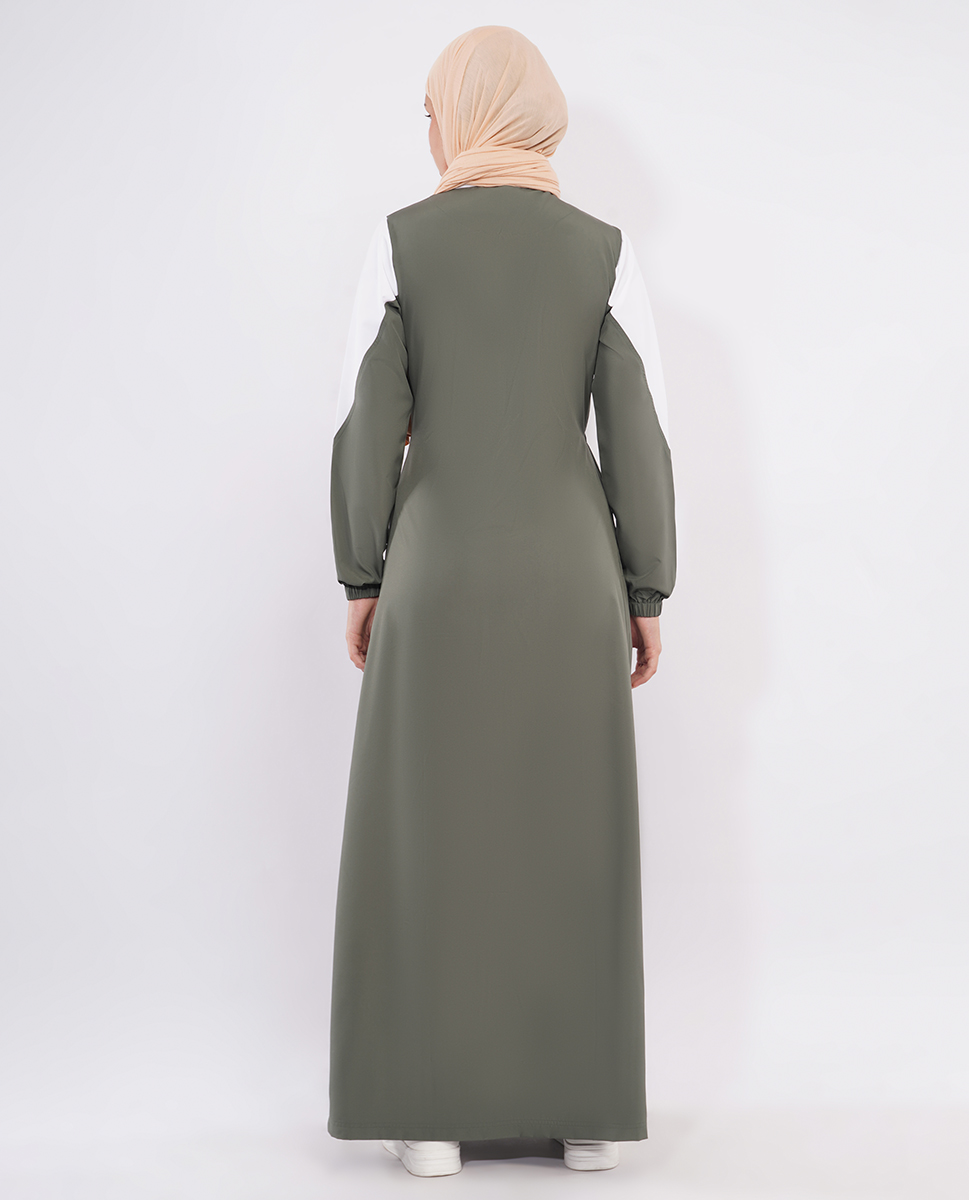 GREY AND NAVY TOGGLE WAIST JILBAB