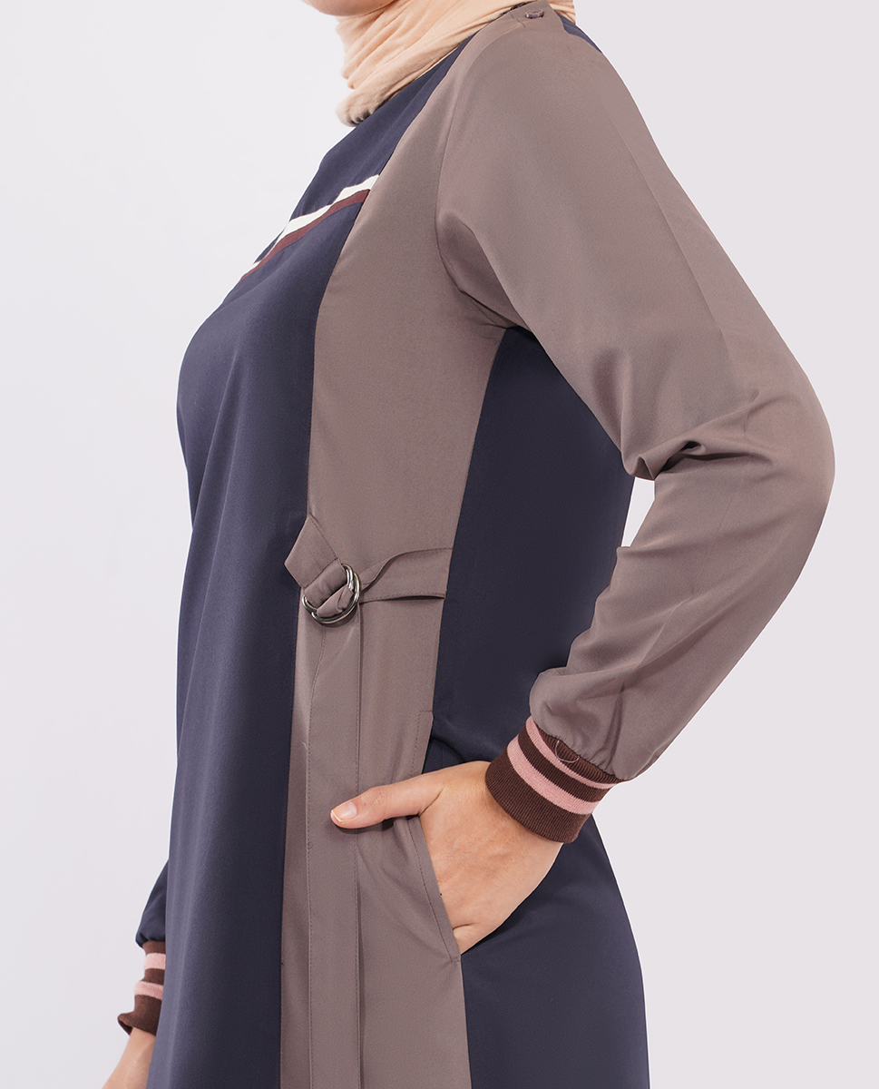 NAVY CONTRAST RIB DETAIL JILBAB
