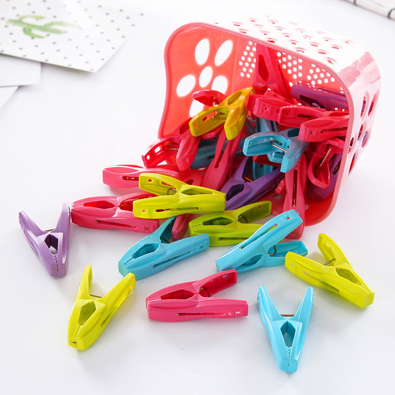 30PIECES PLASTIC CLOTHES DRYING CLIPS WITH STORAGE BASKET
