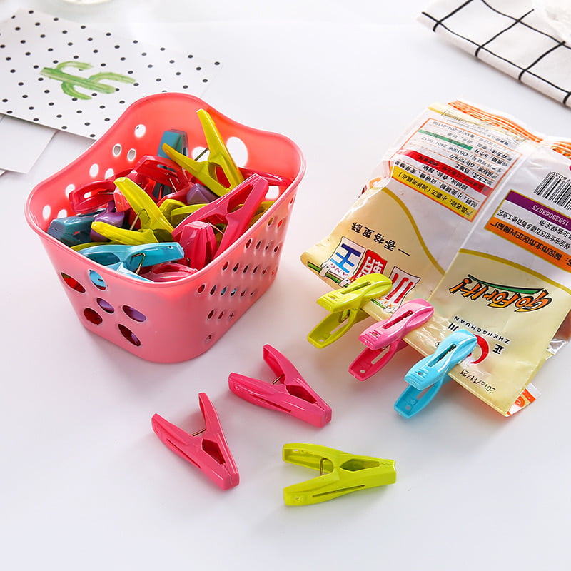 30PIECES PLASTIC CLOTHES DRYING CLIPS WITH STORAGE BASKET