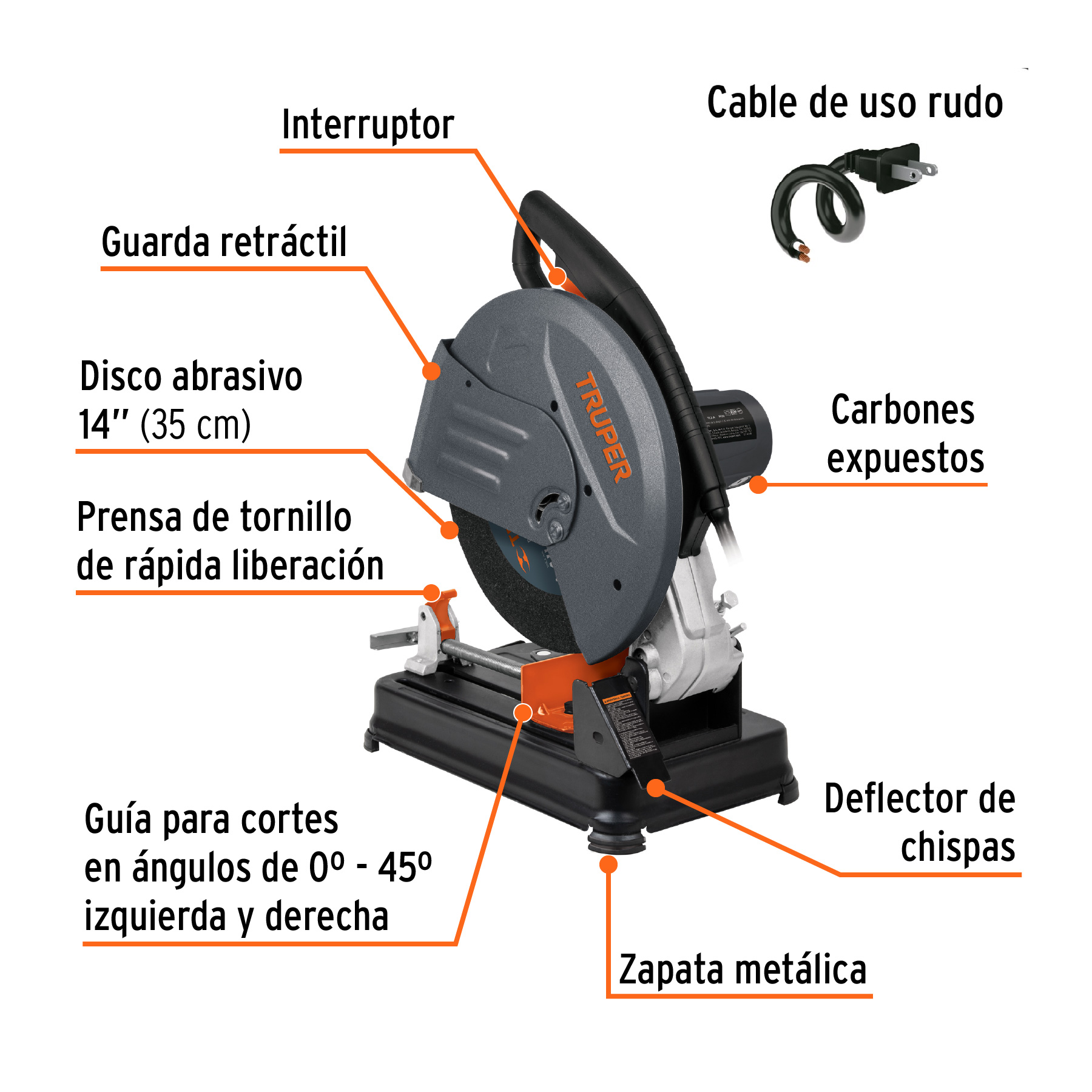 Tronzadora / cortadora de metales, 14', industrial, 2,200 W - CM-14N2 / 17733