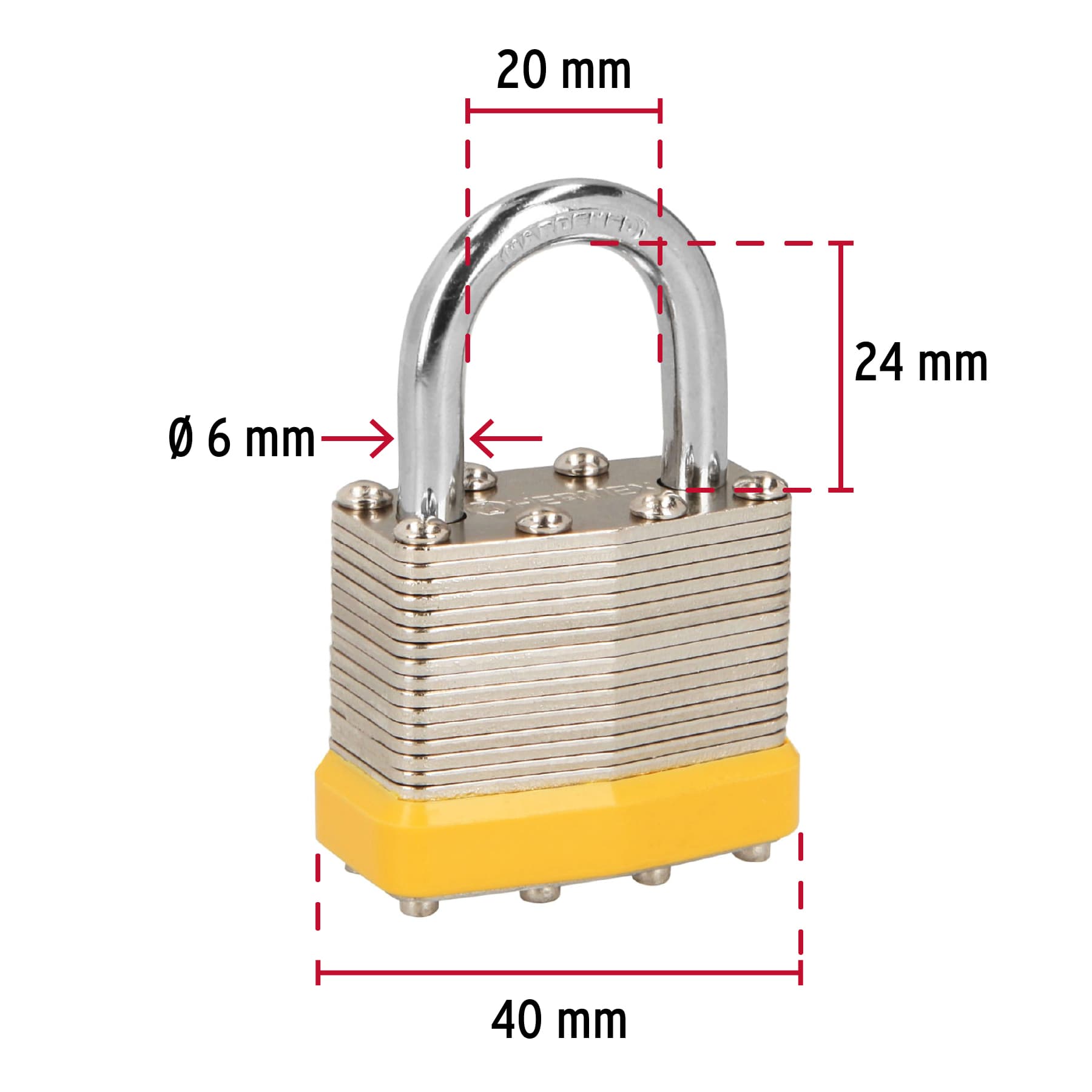 Juego de 4 candados cuerpo laminado, 40 mm, Hermex Basic - CM-40X4P / 20507