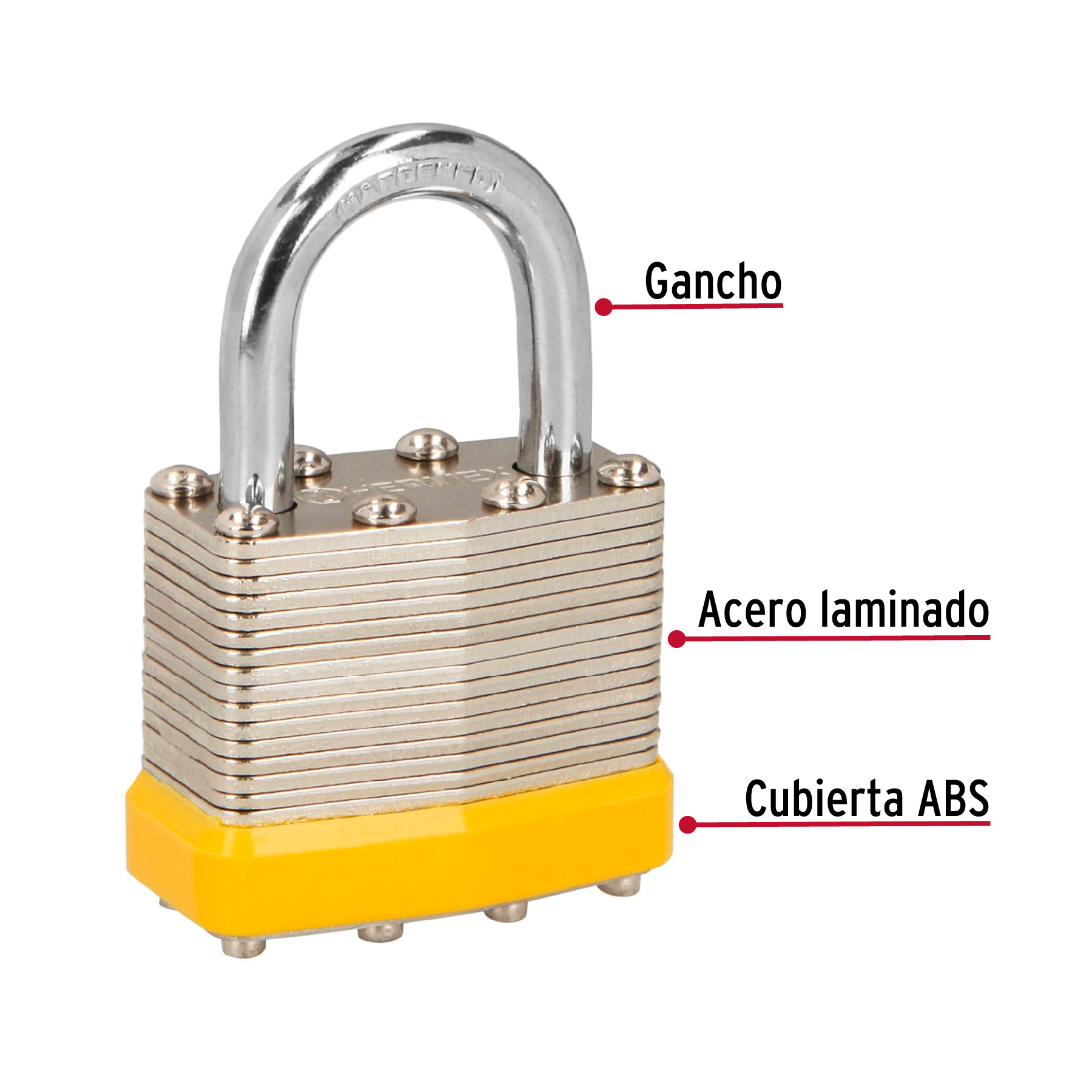 Juego de 4 candados cuerpo laminado, 40 mm, Hermex Basic - CM-40X4P / 20507