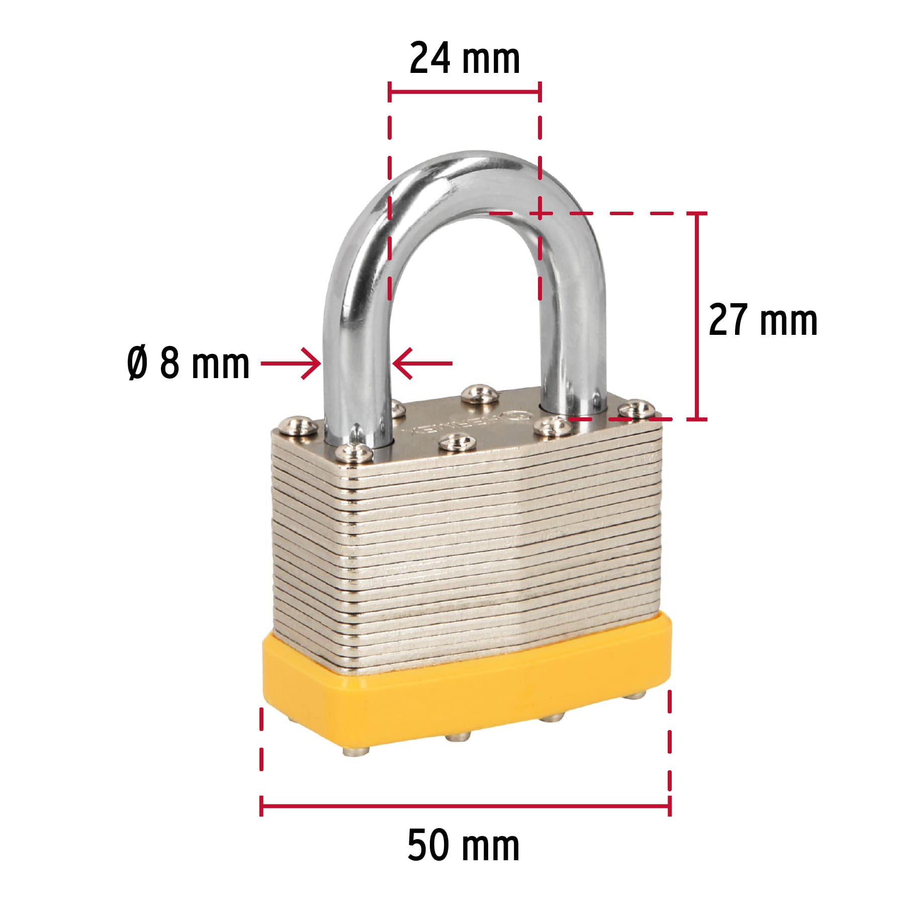 Juego de 4 candados cuerpo laminado, 50 mm, Hermex Basic - CM-50X4P / 20508