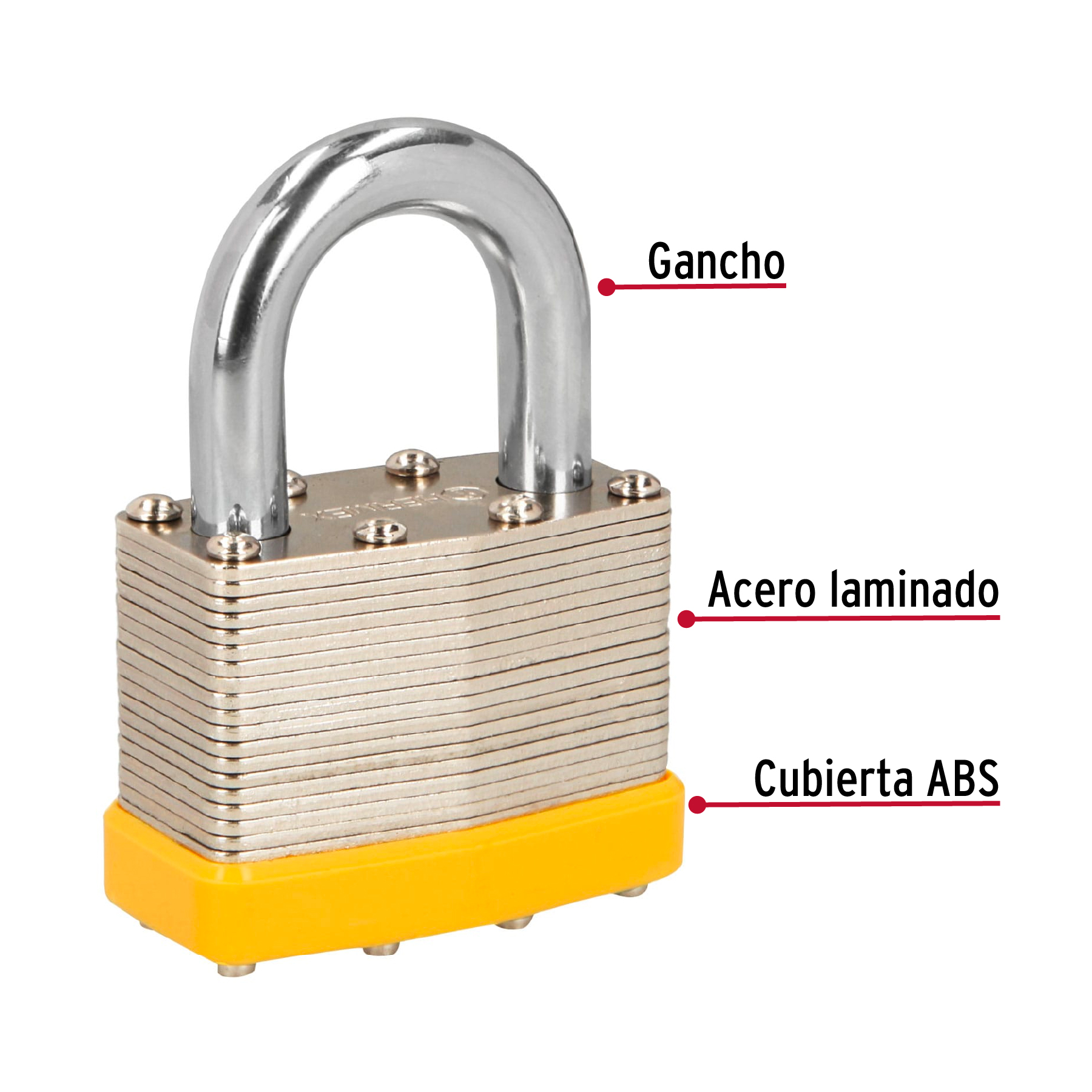 Juego de 4 candados cuerpo laminado, 50 mm, Hermex Basic - CM-50X4P / 20508