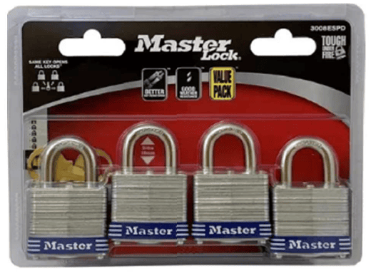 CANDADO MASTER LAMINADO C/4PZAS