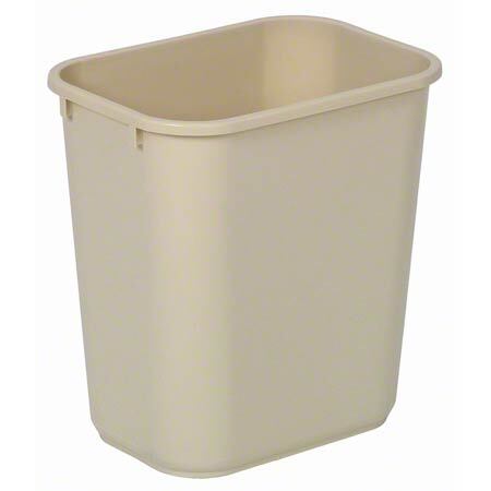 Continental Commercial Plastic Wastebasket -13 5/8 Qt, Beige 12/cs