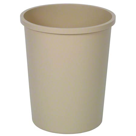 Continental Round Commercial Wastebasket - 44 3/8 Qt., Beige 6/cs