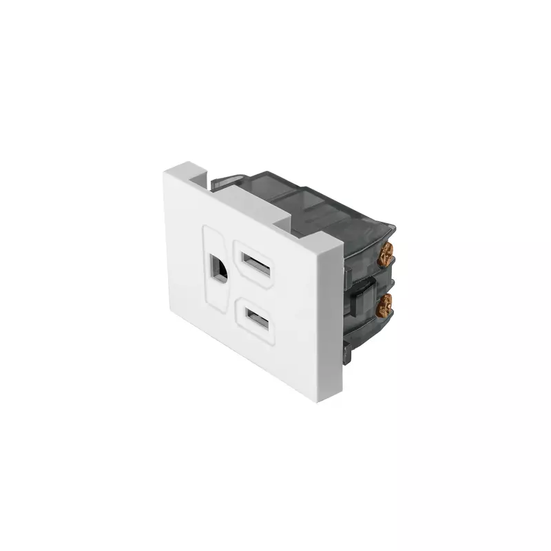 Contacto aterrizado, 1.5 módulos, línea Española, blanco - COA15-EB / 47052