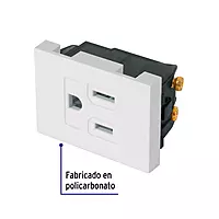 Contacto aterrizado, 1.5 módulos, línea Española, blanco - COA15-EB / 47052
