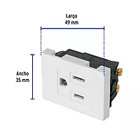 Contacto aterrizado, 1.5 módulos, línea Española, blanco - COA15-EB / 47052