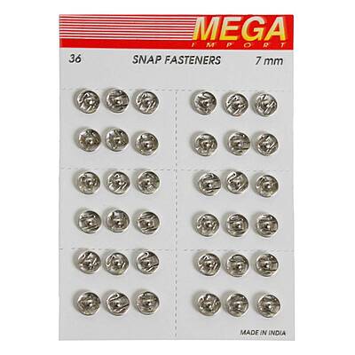 Broche Presion Pony Niquel # 0 (7Mm) Caja X 10 Unidades