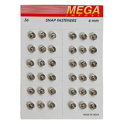 Broche Presion Pony Niquel # 00 (6Mm) Caja X 10 Unidades