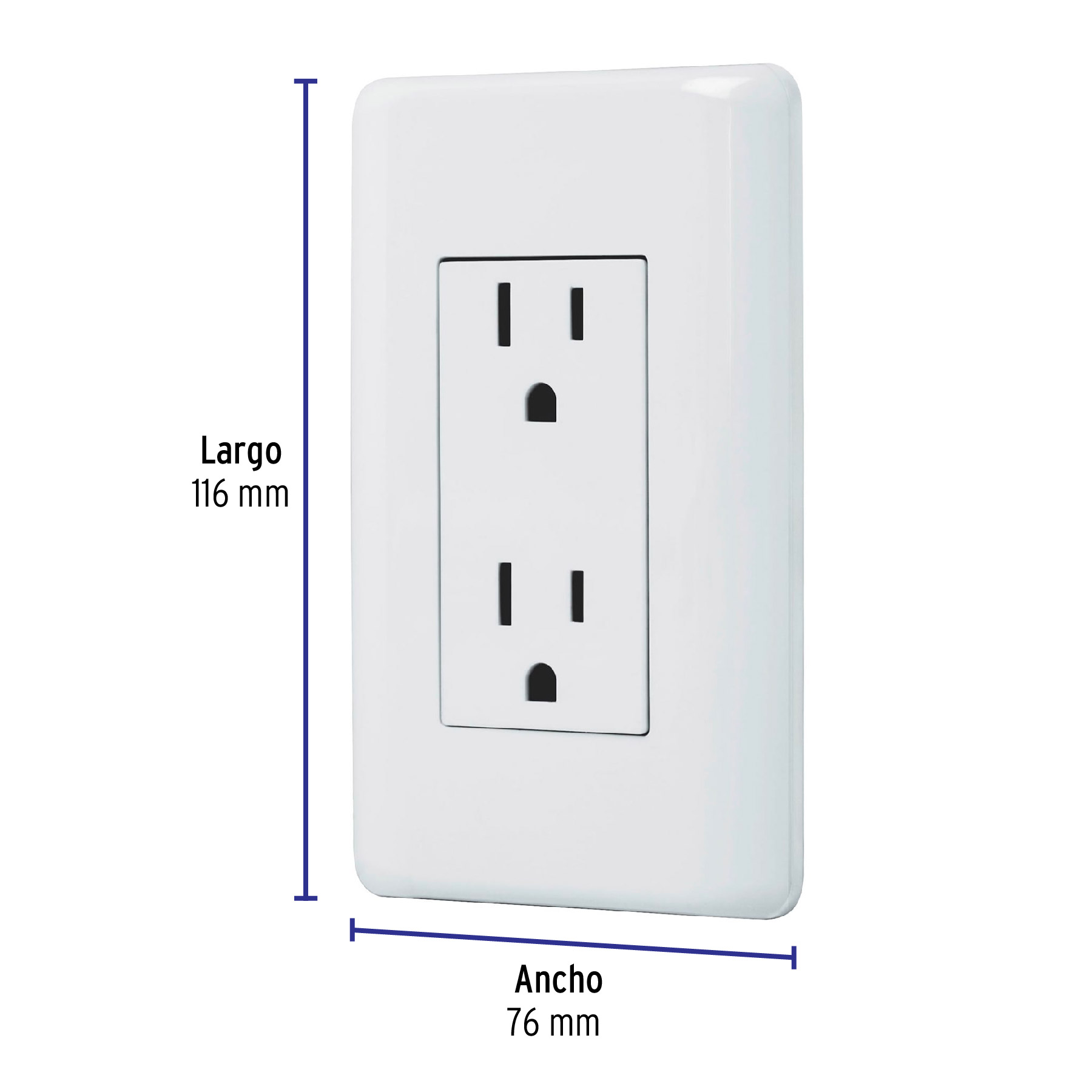 Contacto dúplex, 2 polos + tierra, Volteck Basic - CODO-B / 25076