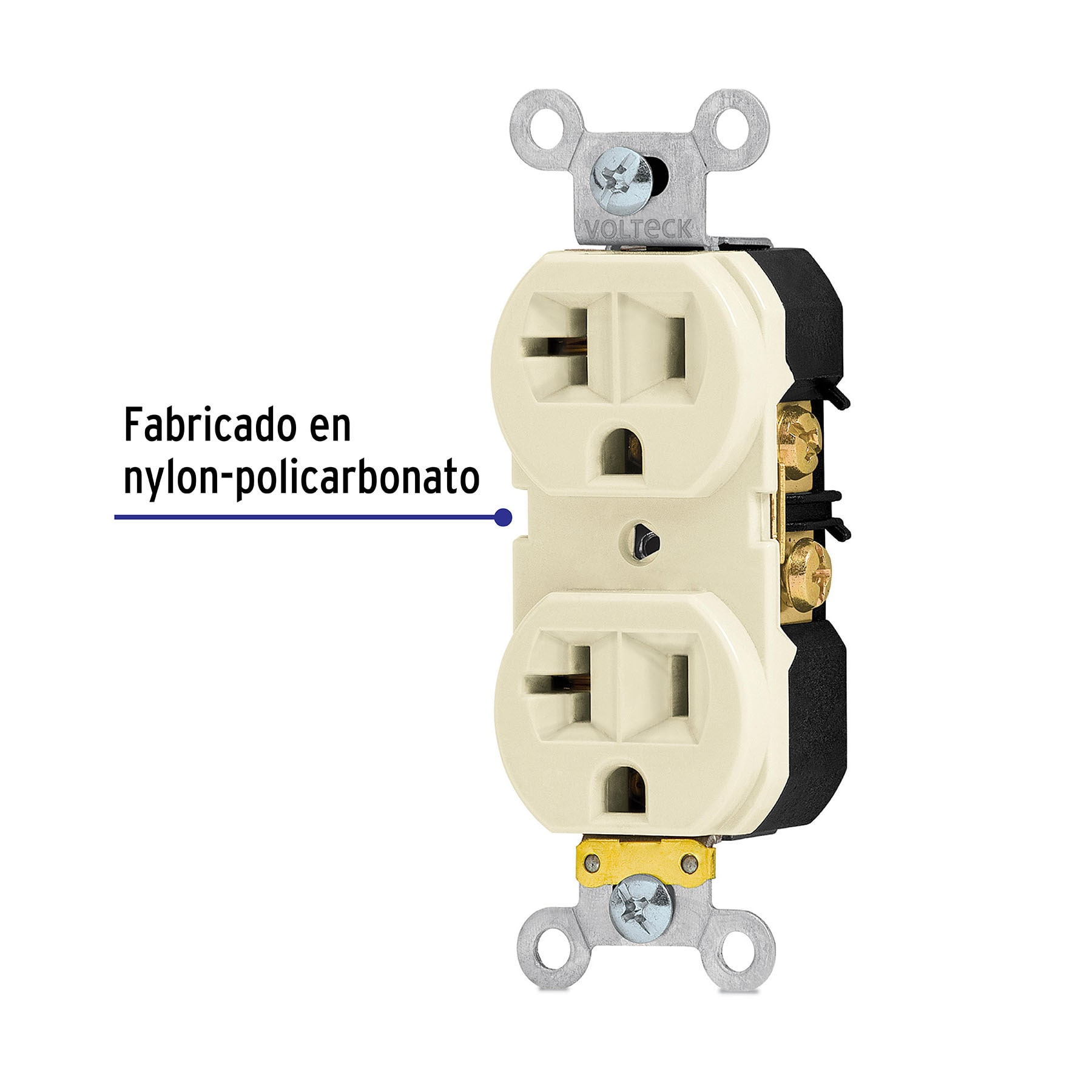 Contacto dúplex, 2 polos 3 hilos, 20 A, Standard, marfil - CODO-MS / 46100