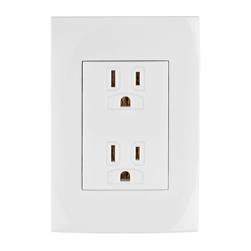 Contacto dúplex, 2 polos + tierra, línea Oslo, blanco - CODO-OB / 48309