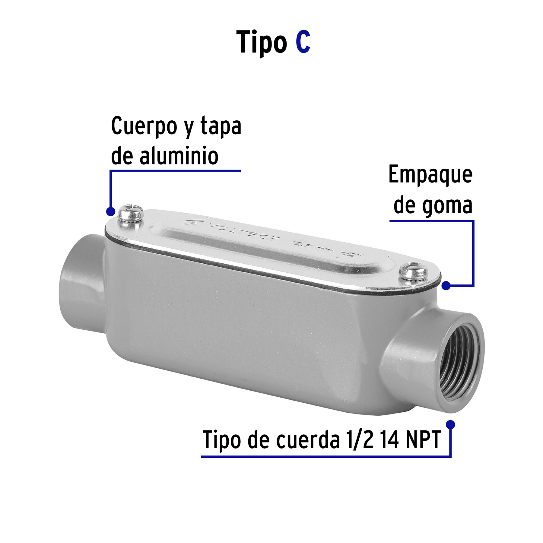 Condulet 1/2' conexión tipo C, Volteck - COLET-1/2-C / 46982
