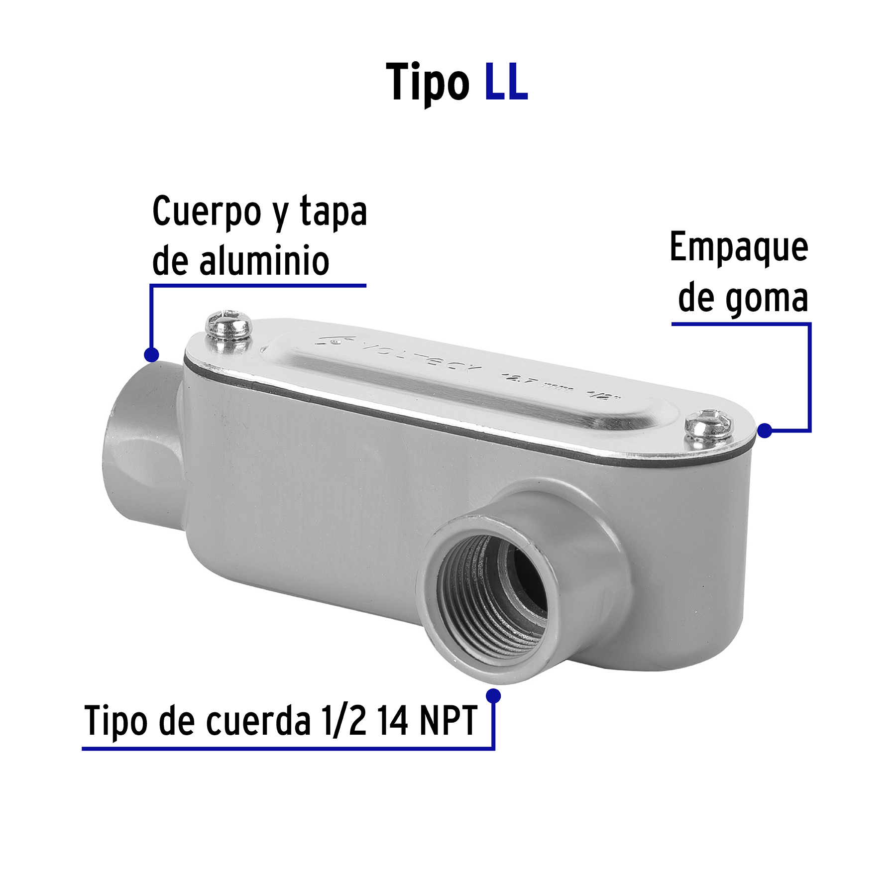 Condulet 1/2' conexión tipo LL, Volteck - COLET-1/2-LL / 46976