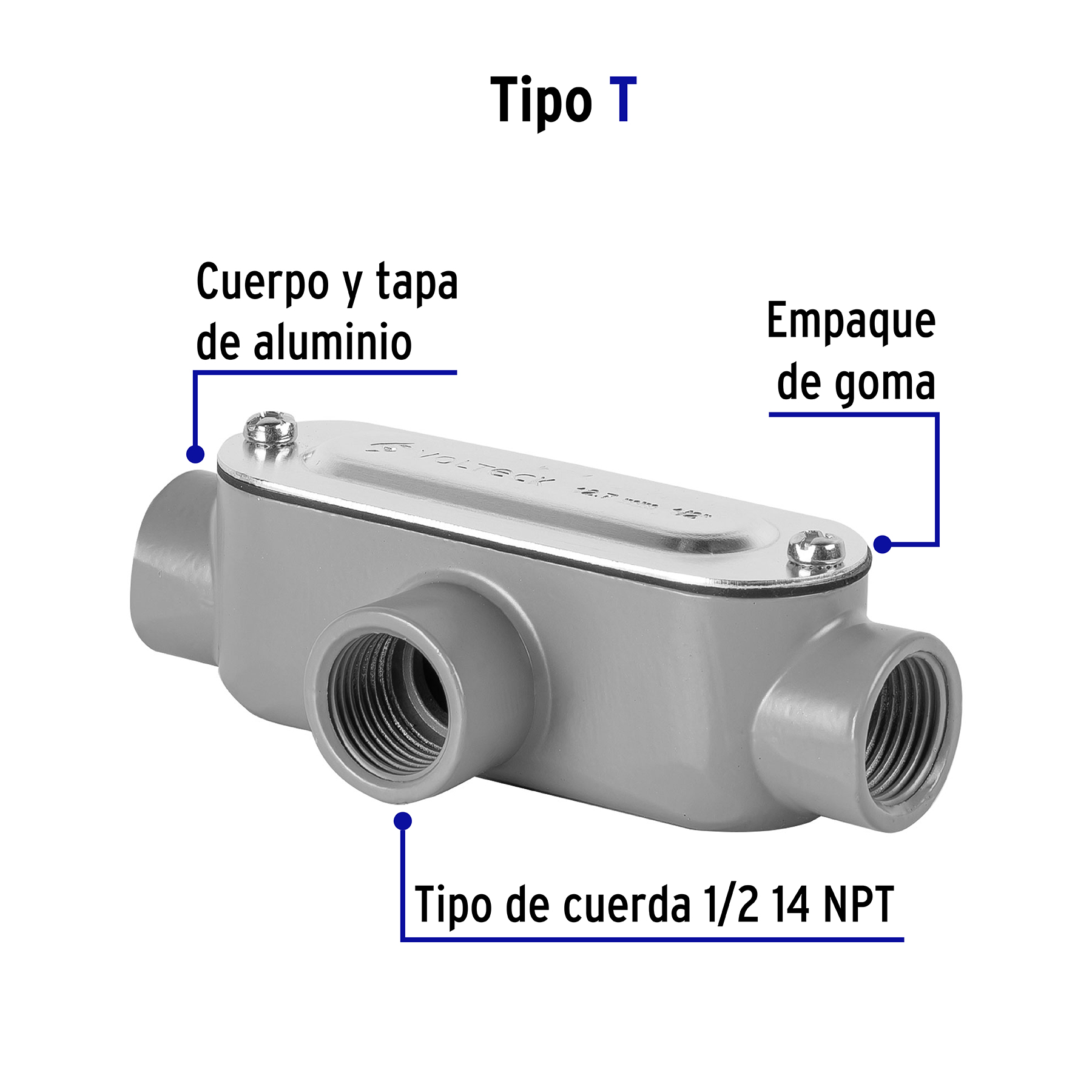 Condulet 1/2' conexión tipo T, Volteck - COLET-1/2-T / 46979