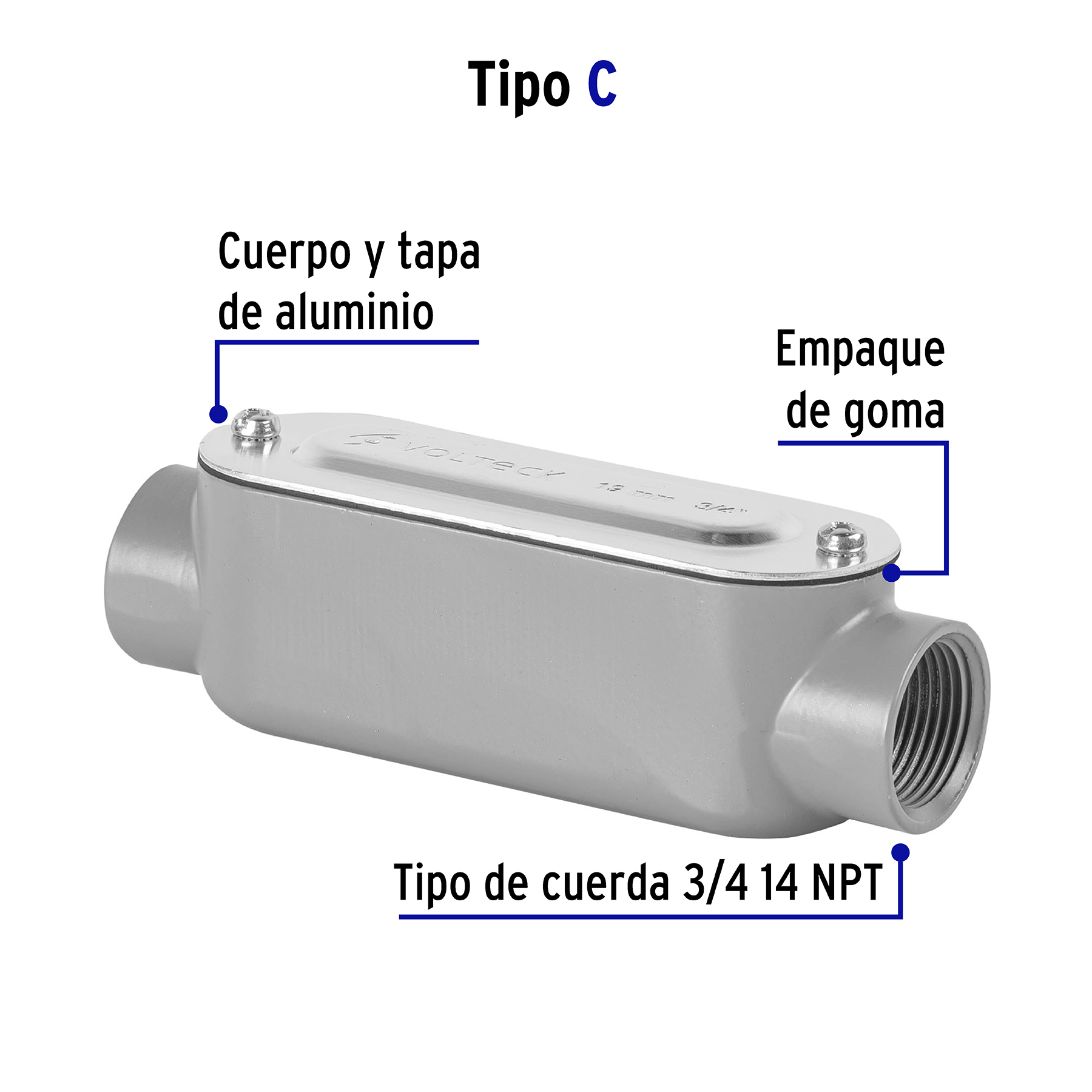 Condulet 3/4' conexión tipo C, Volteck - COLET-3/4-C / 46983