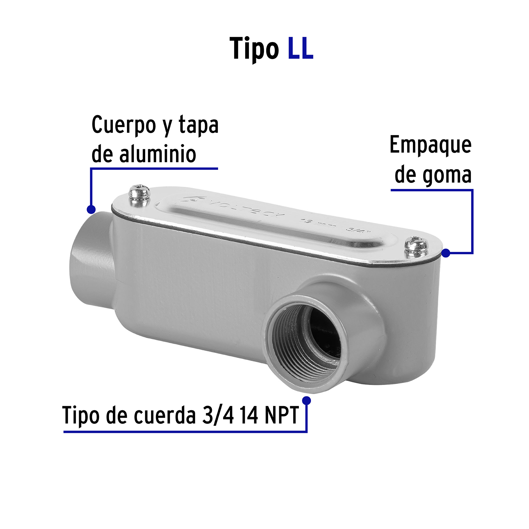 Condulet 3/4' conexión tipo LL, Volteck - COLET-3/4-LL / 46977