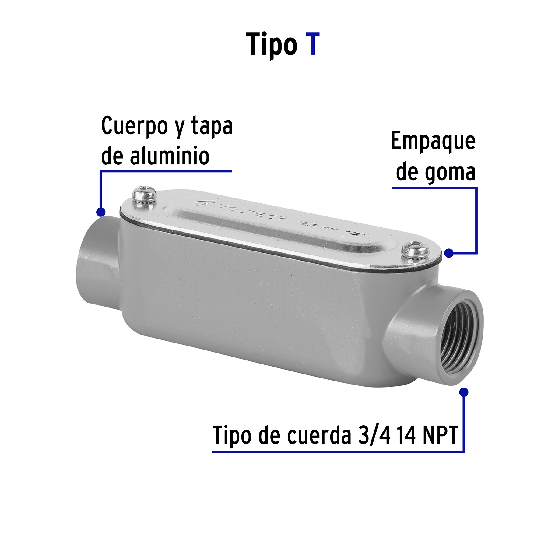 Condulet 3/4' conexión tipo T, Volteck - COLET-3/4-T / 46980