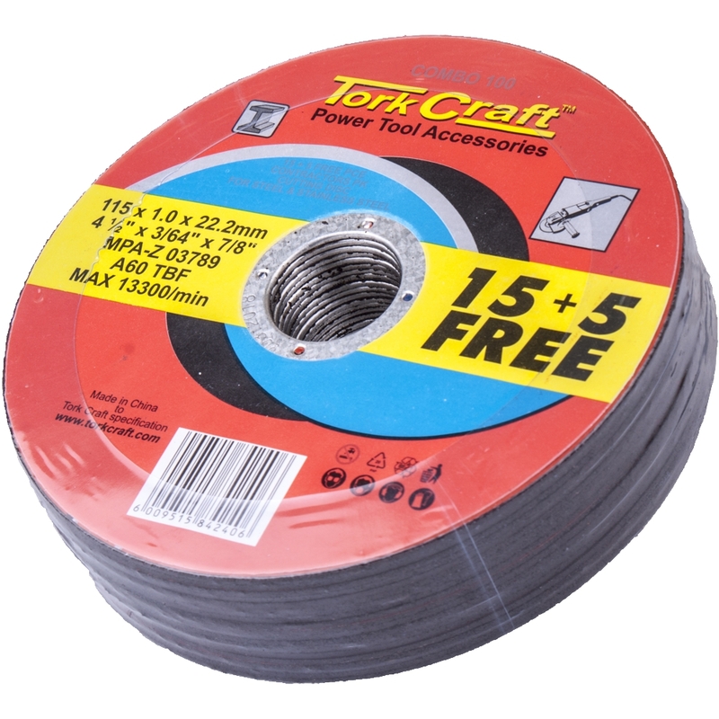 15+ 5 FREE cuttingDISC STEEL 115 x 1.0 x 22.2cm